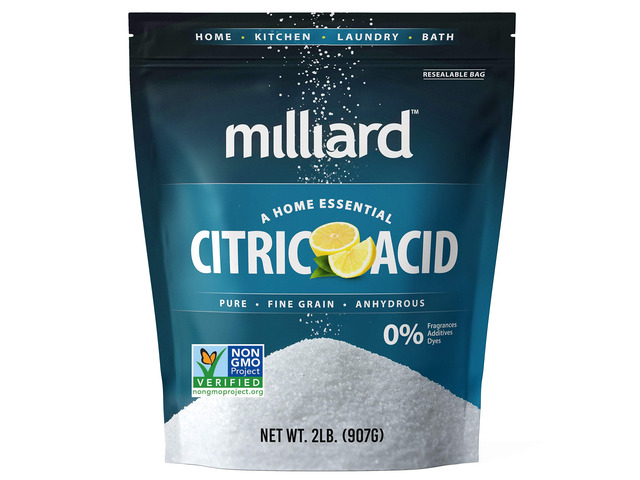 Milliard Citric Acid Powder Food Grade, 2 lb Bag, Bulk, 100% Pure, Non-GMO Project Verified, for Cleaning, Bath Bombs, Descaler, Dishwasher, Candy