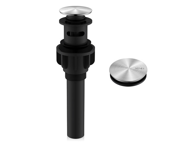 Brushed Nickel Bathroom Sink Drain Pop Up Sink Drain with Overflow Bathroom Vanity Sink Drain Assembly, Built-in Anti-Clogging Strainer, Plastic...