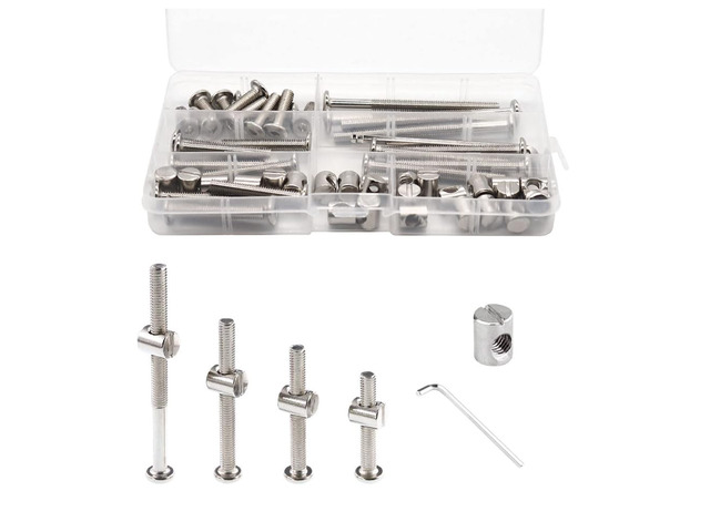 160pcs Baby Bed Crib Screws Hardware Replacement Kit- M6x40mm/ 50mm/ 60mm/ 70mm/ 80mm Hex Drive Socket Cap Screws Barrel Nuts Assortment Kit for...