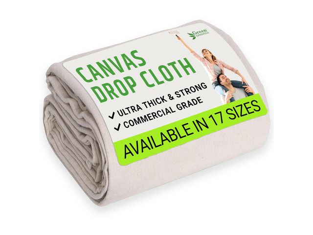 All Purpose Canvas Drop Cloths - Drop Cloth for Painting, Floor Cover, Heavy Duty Protection for Furniture & Surfaces, Reusable Painters Canvas...