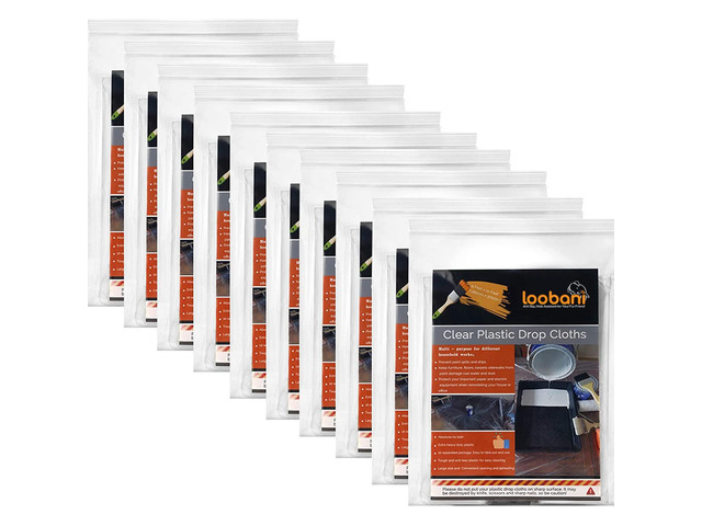 10 Piece Painter Plastic Drop Cloths Sheet,Waterproof Anti-dust Cover,9x12 Feet Disposable Tarp for Painting for Couch/Furniture Cover