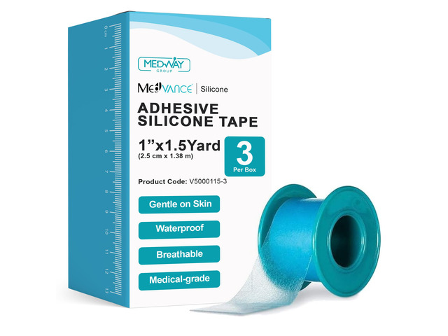 Silicone Adhesive Medical Tape, Scar Sheet, 1' x1.5' (3 Pack) Medical Grade & Waterproof - Mouth Tape For Sleeping - Eyelash, Cpap Tape & Wound...