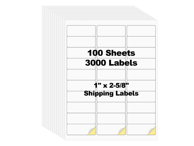 3000 Pcs 1' x 2-5/8' 30 Up Shipping Labels for Inkjet & Laser 100 Sheets 1'x2.625' FBA Barcode Address Labels on US Letter, 30 per Sheet Return...