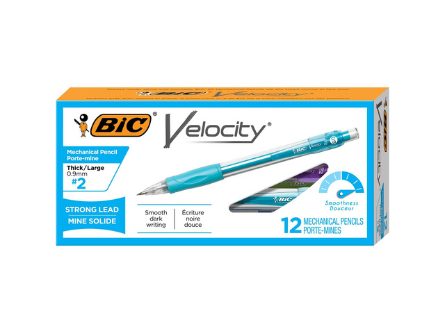 Velocity Strong Lead Mechanical Pencils, Thick Point, 0.9 mm, 12-Count Colorful Barrel Cushioned Comfort Grip Smudge-Resistant Writing No. 2...