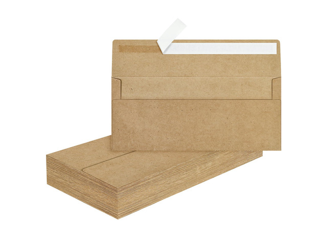 Mulbozy 50Pcs #10 Kraft Envelopes Letter Size Windowless Self Seal Security Premium Brown Kraft Business Envelopes for...