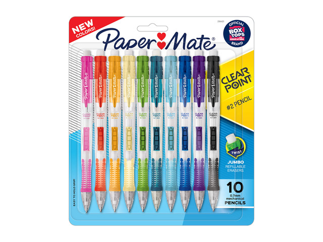 Clearpoint Mechanical Pencils, 0.7mm HB #2 Pencil Lead, 2 Pencils, Assorted Fashion Barrel Colors, 10 Count - Back to School Essentials,...