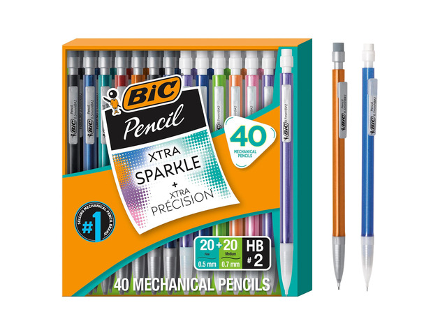Mechanical Pencils #2 XtraSmooth, 0.7mm & 0.5mm, Pack of 40 Assorted Colored Barrels, Bulk School Supplies for Teachers and Classrooms