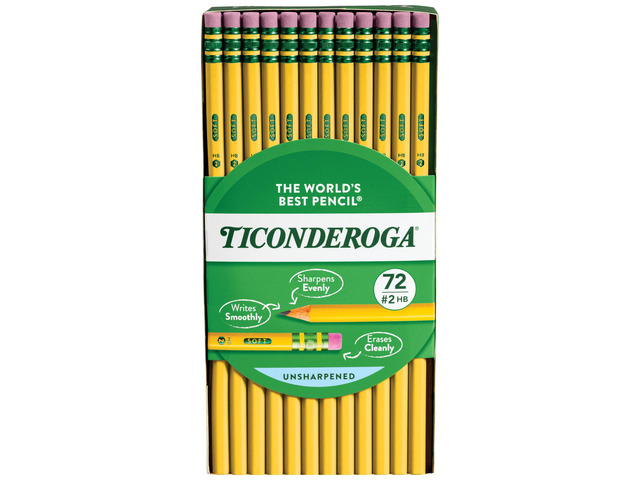 Wood-Cased Pencils, #2 HB Soft, Yellow, 72 Count Ideal for writing, drawing, schoolwork, classrooms and office use