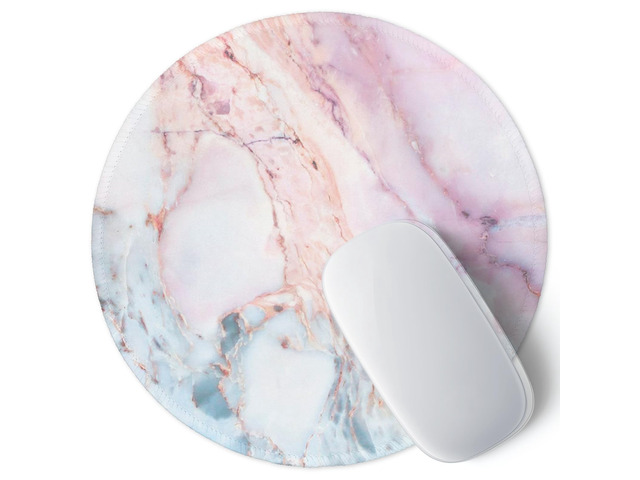 ITNRSIIET Marble Round Mouse Pad Pink Marble Customized Premium-Textured Washable Desktop Protection Mouse Mat with Non-Slip Rubber Base...