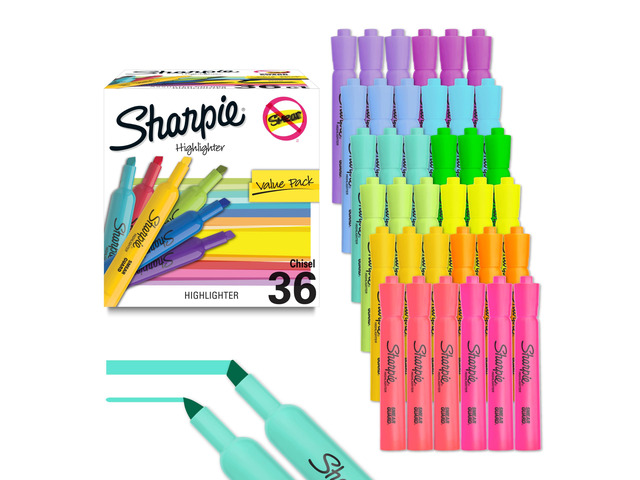 Tank Highlighters, Chisel Tip, 12 Assorted Fashion Colors, Value Pack, 36 Count - For Studying, Note-Taking, School, College, Office, Student &...