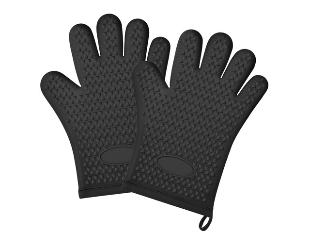 2Pack Heat Resistant Oven Mitts & Silicone Gloves with Fingers, Non-Slip Grip Food Grade Safety Gloves, Waterproof Kitchen Mitts for Baking &...