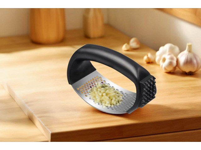 Press,Stainless Steel Garlic Mincer Crusher,Ergonomic Handle,Easy to Use,Easy to Clean,Effort-Saving Kitchen Gadgets-Black