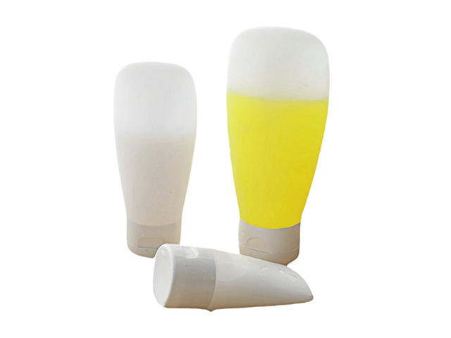 Portable Travel Bottles Set, Silicone Squeeze Containers, White, 3-Pack (30ml, 60ml, 100ml), Leakproof, Wide Mouth Design, BPA-Free, TSA Approved...