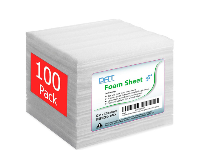 100 Pack Foam Sheets, 12' x 12', 1/16' Thickness, Foam Wrap Cushioning Material, Moving Supplies for Packing Storage and Shipping