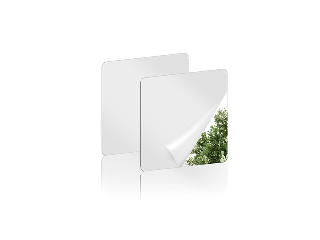 2 Pack Self Adhesive Acrylic Mirror, 2MM Flexible Plastic Mirror, Shatterproof PS Frameless Wall Mirror for Bathroom Vanity and Entryway (6 x 6 inch)