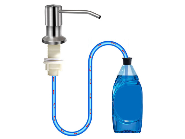 Soap Dispenser for Kitchen Sink, Brushed Nickel Countertop Soap Dispenser Pump, 47' Silicone Extension Tube Connect to The Soap Bottle Directly,...