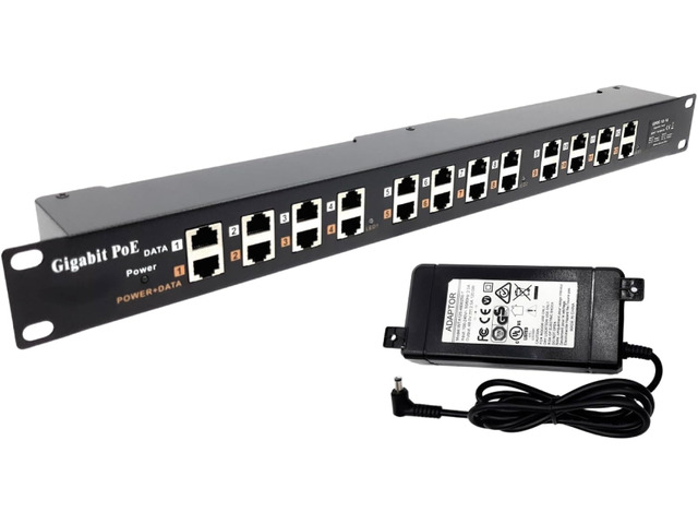 PoE Texas 12-Port Gigabit Passive PoE Injector, 48V 120W, Mode A/B