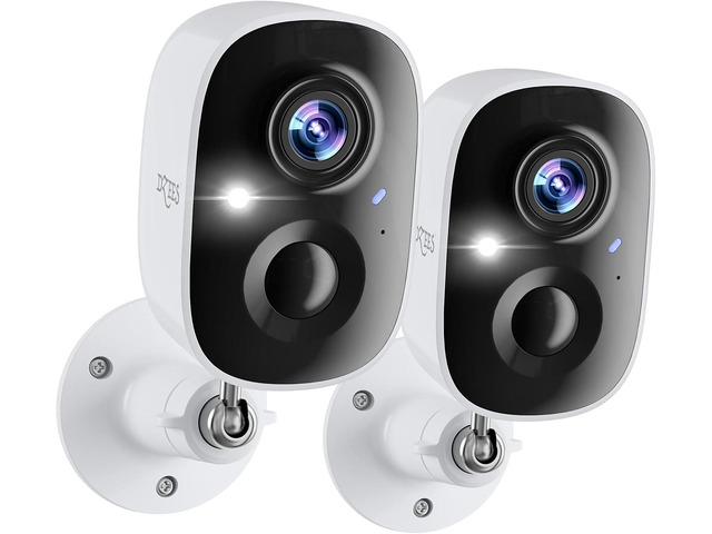 Dzees 2K Wireless Outdoor Security Cameras, 2-Pack Battery Powered WiFi Color Night Vision, AI Motion Alerts, 2-Way Audio, Siren and IP65...