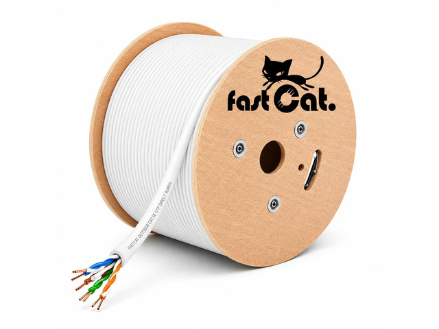 fast Cat. Cat6 Direct Burial Outdoor Ethernet Cable - 1000Ft Waterproof Cat6 Cable with 23AWG Solid Copper Conductors - CMX, UTP 550MHz Heavy...