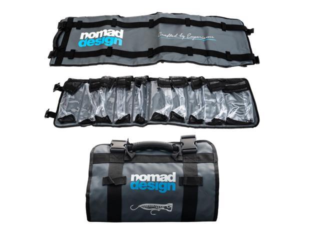 Lure Roll - Large Size with 10 Pockets Respectively, Portable Waterproof Tarpaulin Fish Lure Bag - Heavy Duty PVC Window, Mesh Cleaning & Drying Tabs