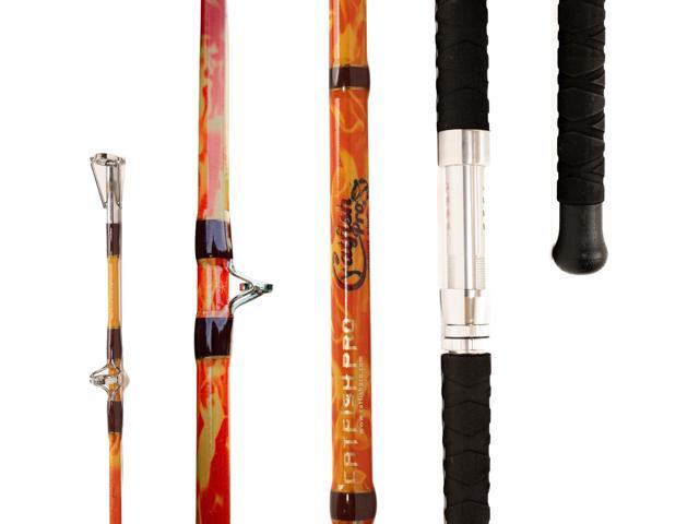 Orange Dragon Fire Glow Rod 76 One-Piece Spinning or Casting, M, MH, H Action, Sun-Activated Glow-in-the-Dark Rod, Anti-Slip Super Grip Handle,.