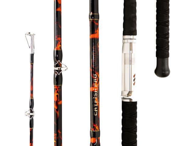 Black Dragon Fire Glow Rod 7'6' One-Piece Spinning or Casting, M, MH, H Action, Sun-Activated Glow-in-the-Dark Rod, Anti-Slip Super Grip Handle,...
