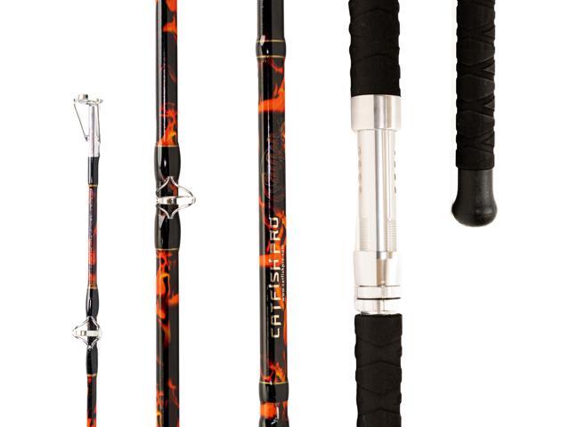 Black Dragon Fire Glow Rod 7'6' One-Piece Spinning or Casting, M, MH, H Action, Sun-Activated Glow-in-the-Dark Rod, Anti-Slip Super Grip Handle,.