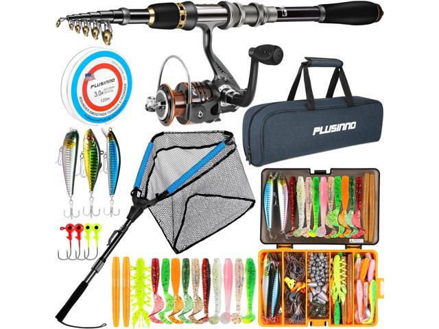 Fishing Gear - Telescopic Fishing Rod and Reel Combo with Tackle Box, Collapsible Rod and Lures Box, Travel Fish Pole Starter Kit, Fishing.