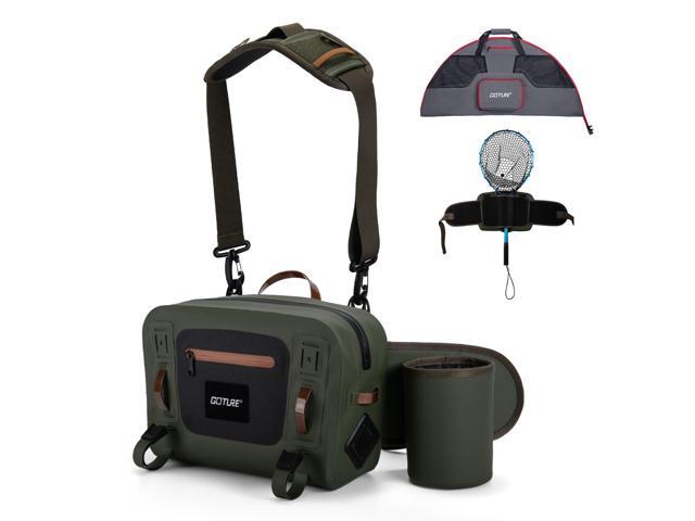 Waterproof Fishing Waist Pack,IPX8 840D TPU Large Tackle Bags with Rod Holder,Airtight Zipper,Detachable Water Bottle Holder, 10L Fly Fishing Bag.