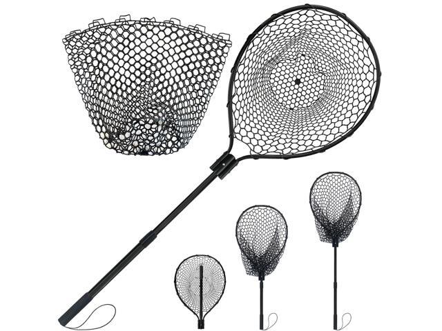 All Metal Telescoping Rubber Fishing Net with Handle Length: 59' Depth:19.7' Hoop: 26'x18' Large Silicone Fish Landing Net...