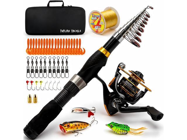 Collapsible Fishing Rod and Reel Combo, Telescopic Fishing Rod with Spinning Reel, Portable Collapsible Fishing Pole Kit for Saltwater and...