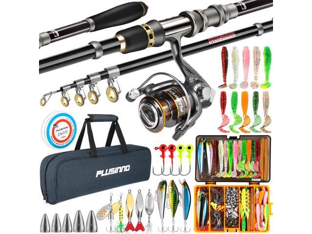 Fishing Gear - Telescopic Fishing Rod and Reel Combo with Tackle Box, Collapsible Rod and Lures Box, Travel Fish Pole Starter Kit, Fishing.