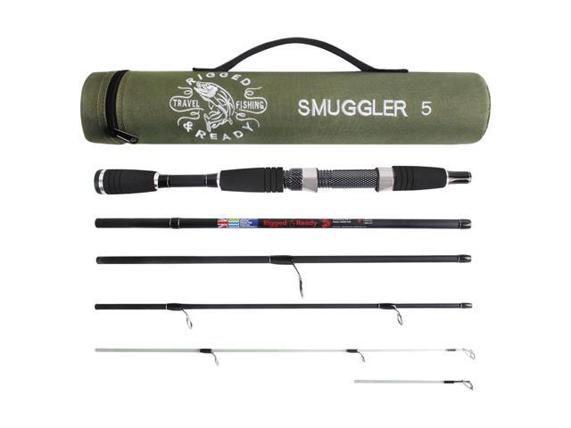 Rigged and Ready Smuggler Series Travel Fishing Rods. Super Compact, 1 Spinning Rod and Reel Combo, 4 Spin, 1 Casting Rod + Cases. 2, 3 or 4 Tips..