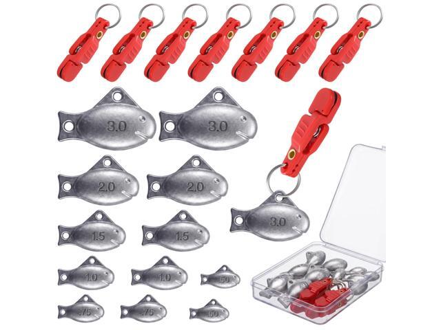 19/21/42 Piece Snap Weight Kit Trolling System Include Trolling Weights Red Clips Bullet/Fish Shape Fishing Weights for Walleye Saltwater.