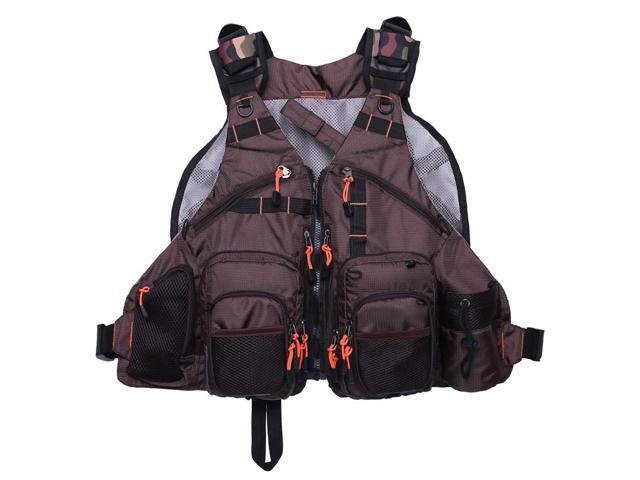 Fly Fishing Vest Pack Adjustable for Men and Women (Brown) Breathable Mesh, Multiple pockets, Adjustable Size, Lightweight, Backpack for Outdoor...