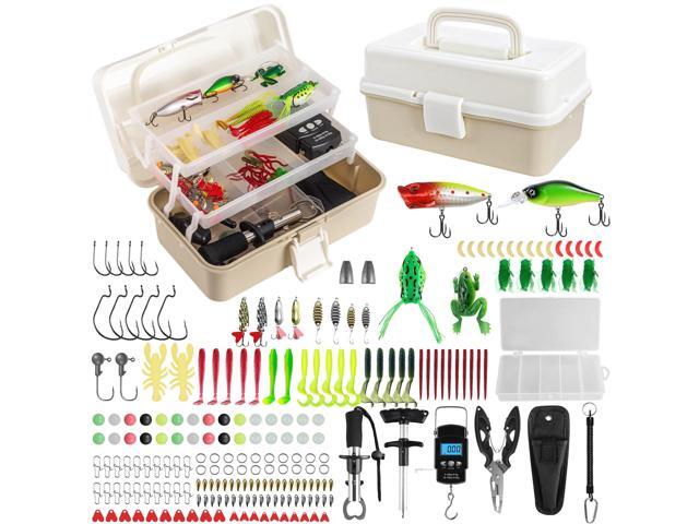 Layers Fishing Tackle Box, 213Pcs Fishing Lures Kit with Small Fishing Tool Kit Containing Weights Scale, Lip Clip, Hook Remover, Fishing...