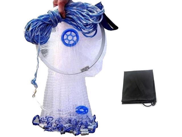 Cast Fishing Net with Aluminum Frame, 0.8 inch Mesh, 7.8-13.8 ft Diameter
