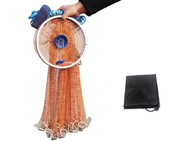 Cast Fishing Net with Aluminum Frame, 0.8 inch Mesh, 7.8-13.8 ft Diameter
