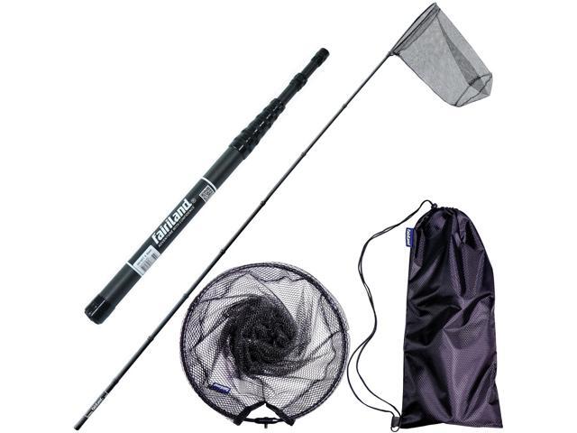 Maykay Carbon Telescopic Fishing Net with Long Handle up-to14ft Lightweight Rubber Landing Net for High Docks, Piers, Boats, Coastal & Jetty,...