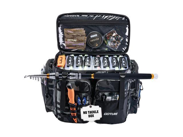 Large Tackle Bag,Store Up to 8PCS 3700 Plus 4PCS 3600 Tackle Trays(Not Included),Water Resistant Saltwater Gear Storage Big Fishing Bag with EVA.