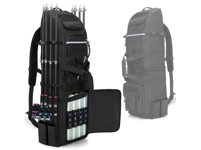 Fishing Backpack Holds 8 Rods & Reels, Fishing Tackle Bag with Compartment for Tackle Boxes, Fishing Gear or Equipment, Fishing Rod Case Backpack,.