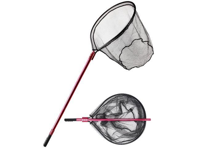 Extra Large Fishing Landing Net - 72'-94' Heavy Duty Telescopic Aluminum Handle, Snag-Free Rubber Mesh for Saltwater Boat, Net Hoop 28x24in, 30in Deep