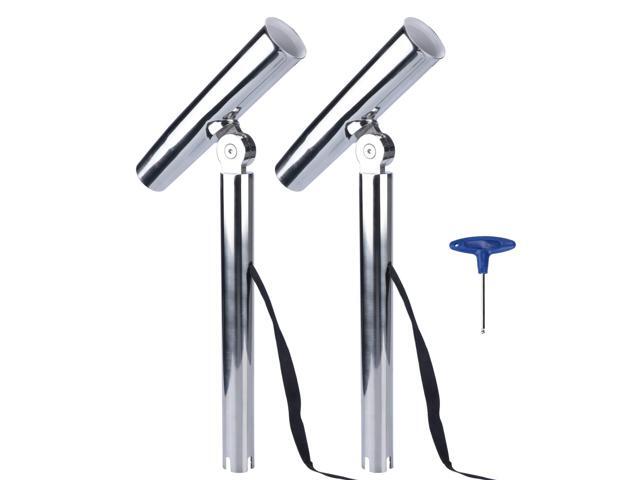 Outrigger Fishing Rod Holders, 2Pcs Stainless Steel Outrigger Rod Holders Adjustable Pole Holder with Safety Strap & Quick-Release Clip for Pontoon...