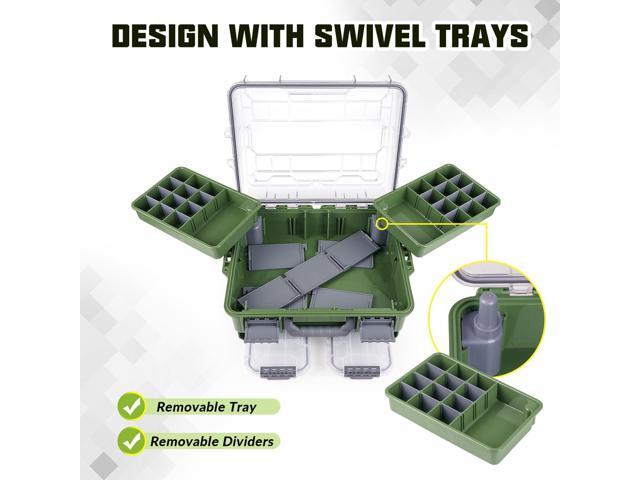 Waterproof Tackle Box, Portable Fishing & Tackle Storage Box with Two 3500 Stowaway Boxes and Removable Dividers, Tackle Box, Thicker Floating.