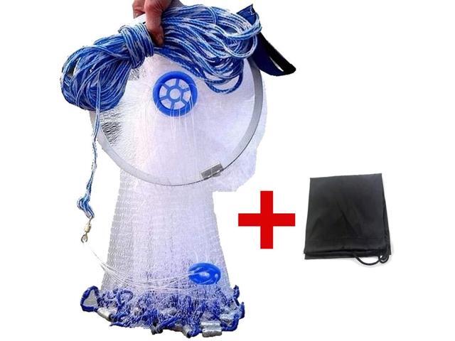Cast Fishing Net with Aluminum Frame, 0.8 inch Mesh, 7.8-13.8 ft Diameter