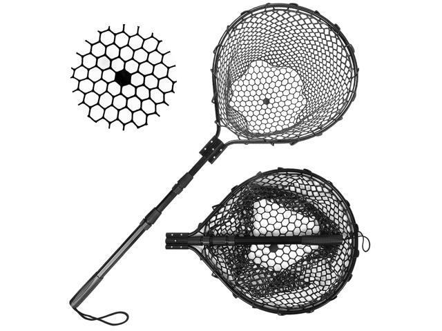 Rubber Fishing Net Large Folding Landing Collapsible Aluminum Pole Handle with Deep Net for Fishing,Big Fishing Net for Freshwater and...