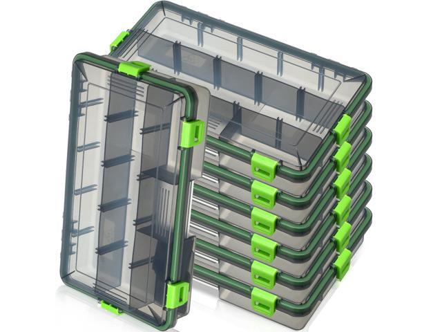 6 Pcs Fishing Tackle Boxes Waterproof Airtight Plastic Tackle Box Organizer Transparent Fishing Tackle Storage with Adjustable Dividers for...