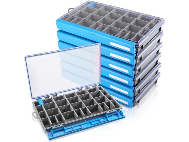 6 Pack 3700 Fishing Tackle Boxes Waterproof, Large Blue Lure Organizer Trays with Custom Dividers, Airtight Tackle Storage Case for Saltwater...