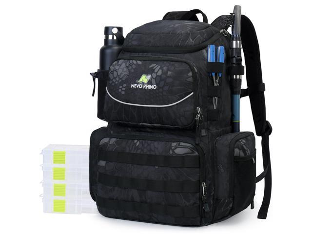 Fishing Tackle Backpack with Rod Holders, 40L Large Fishing Bag with Waterproof Rain Cover,Outdoor Tackle Bag