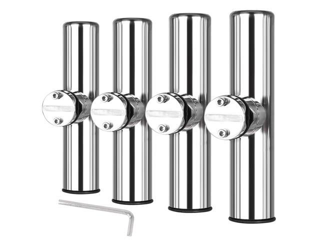 4pcs Stainless Steel Clamp on Fishing Rod Holders with Black Rubber Insert for Rails 7/8' to 1'
